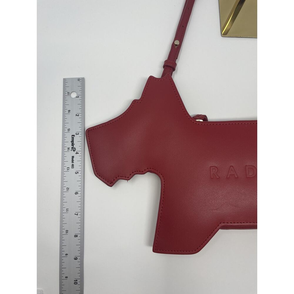 Radley Leather Crossbody Bag Womens Small Red Dog Shaped Cut Out Gold Trim - Picture 10 of 13